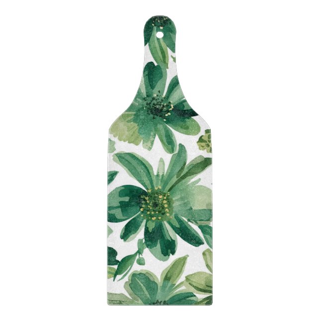 Green Garden Floral Botanical Watercolor Painting Schneidebrett (Vorderseite)