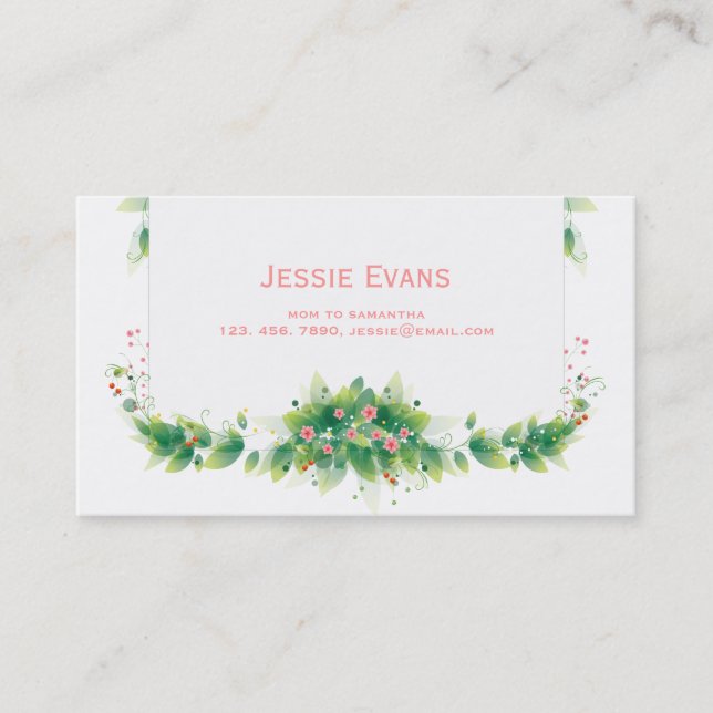 Green Garden Mommy Calling Card Telefonnummerkarte (Vorderseite)