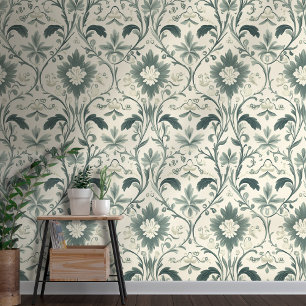 Green Garden Tapete Damask Style