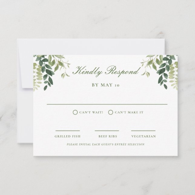 Green Garden Wedding UAWG Response Card RSVP Karte (Vorderseite)