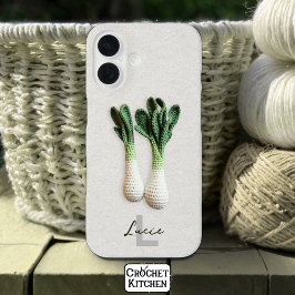 Green Gardener Minimalistisch Crochet Leeks Name iPhone 16 Hülle