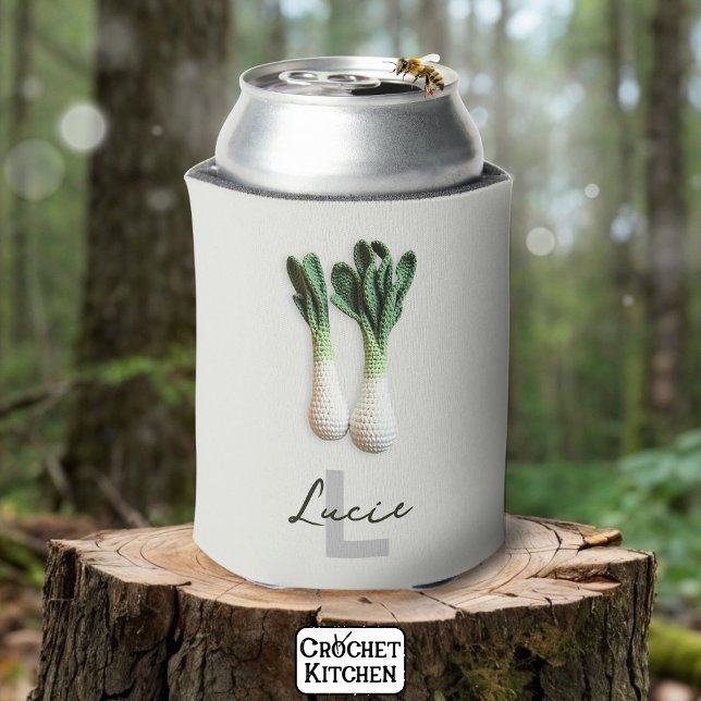 Green Gardener Minimalistisch Crochet Leeks Name Dosenkühler (Von Creator hochgeladen)