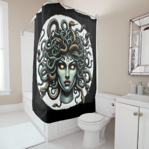 Green Gazing Medusa Kopf voller Schlangen Duschvorhang