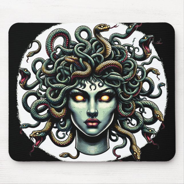 Green Gazing Medusa Kopf voller Schlangen Mousepad (Vorne)