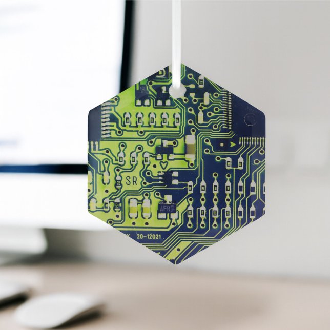 Green gedruckte Leiterplatte PCB Custom Geek Ornament Aus Glas (Von Creator hochgeladen)