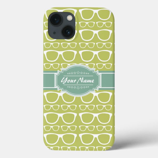 Green Geek Glasses Personalisiert Case-Mate iPhone Hülle (Rückseite)