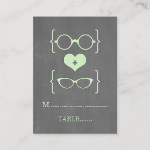 Green Geeky Glasses Chalkboard-Platzkarten Platzkarte