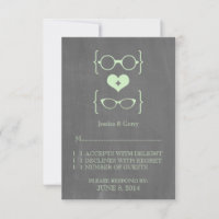Green Geeky Glasses Chalkboard Response Card