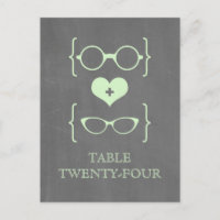 Green Geeky Glasses Chalkboard Table Postcard