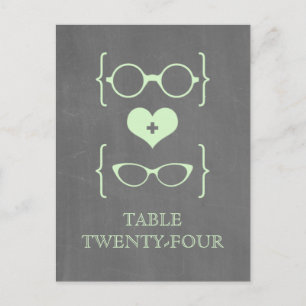 Green Geeky Glasses Chalkboard Table Postcard Postkarte