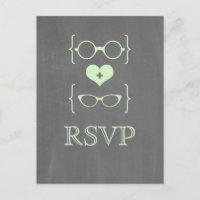 Green Geeky Glasses Chalkboard UAWG Postcard