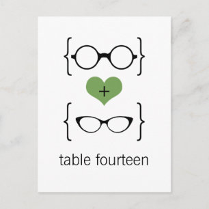 Green Geeky Glasses Tischnummer Postcard