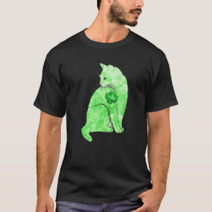 Green Gefärbte Krawatte Cat Kleeblatts St Patrick T-Shirt