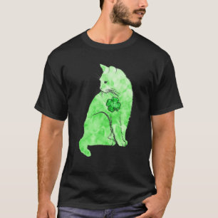 Green Gefärbte Krawatte Cat Kleeblatts St Patricks T-Shirt