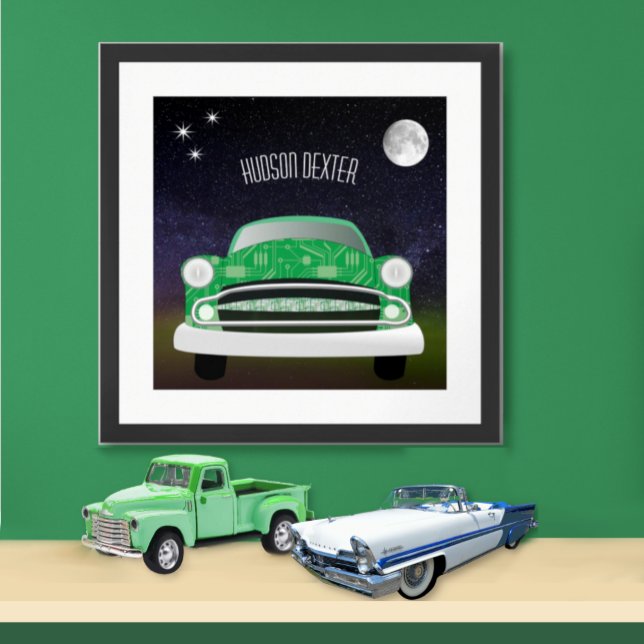 Green Gemein Retro Car Boy's Room Poster (Von Creator hochgeladen)