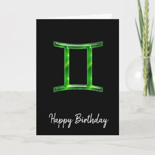 Green Gemini Sign Birthday Card Karte