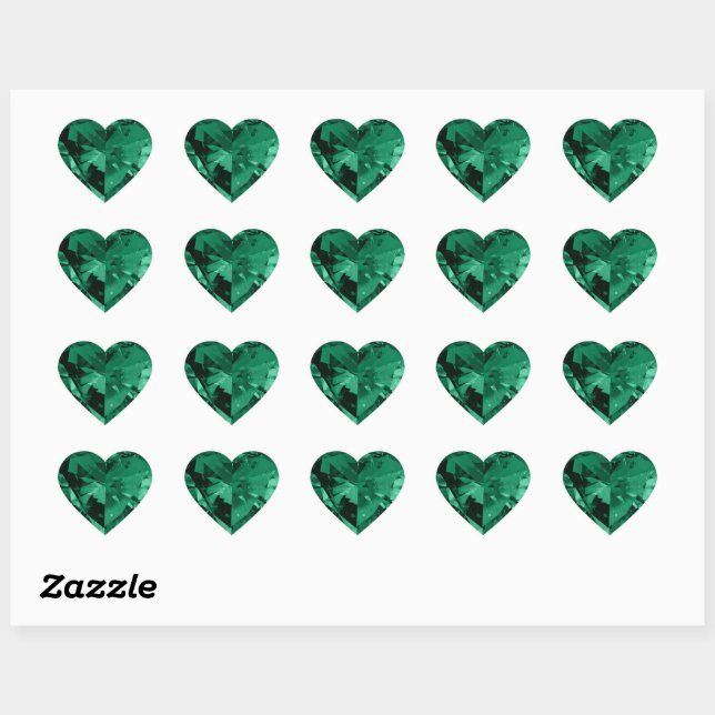 Green Gemstone Crystal Shiny Heart Sticker (Blatt)