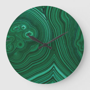 Green gemstone malachite natural stone design große wanduhr