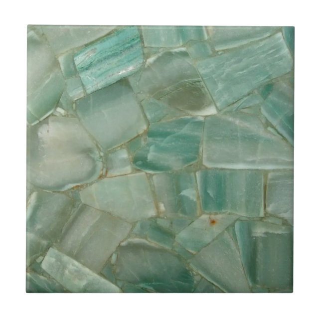 Green Gemstone Print Keramik Tile Fliese (Vorderseite)