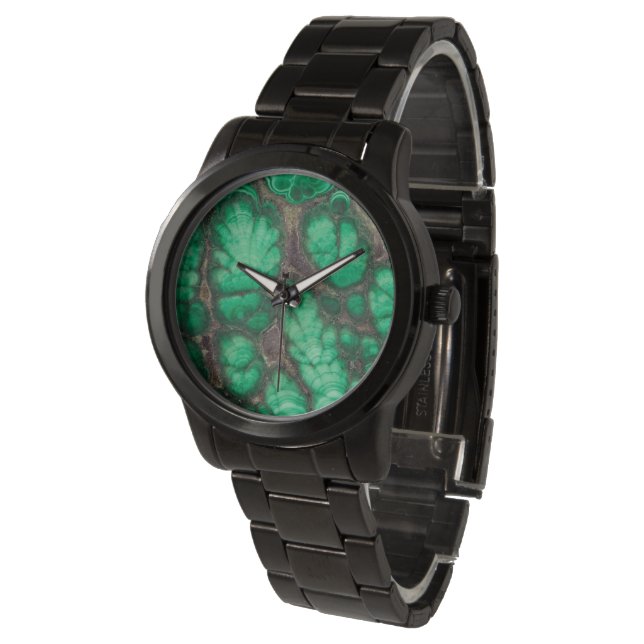Green Gemustert Malachite Armbanduhr (Schrägansicht)