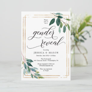 Green Gender Reveal Invites Card Programm