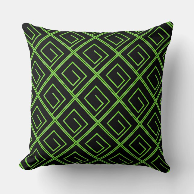 Green Geo Black Kissen (Vorderseite)