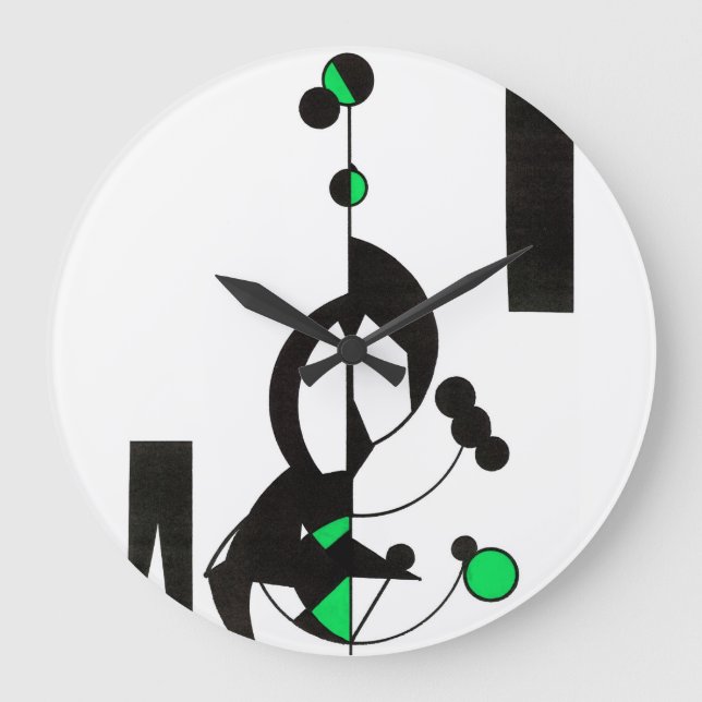 Green Geo Design Custom Clock Große Wanduhr (Vorderseite)