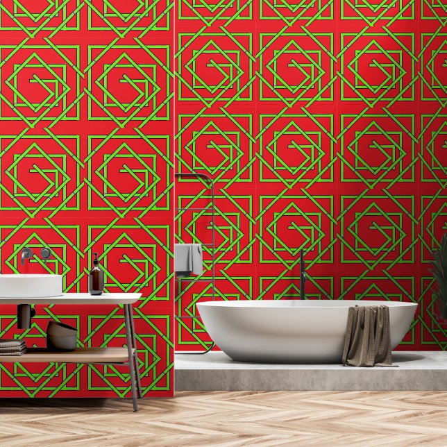 Green Geo Red Tapete (Badezimmer)