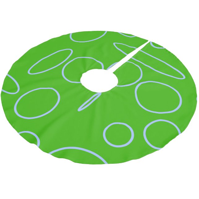 Green Geometric Circles Loops Weihnachtsbaumrock Polyester Weihnachtsbaumdecke (Schrägansicht)