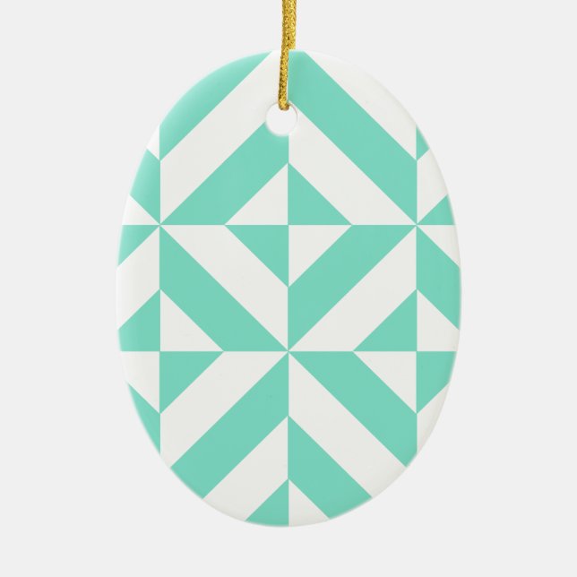 Green Geometric Deko Cube Muster Keramikornament (Vorne)