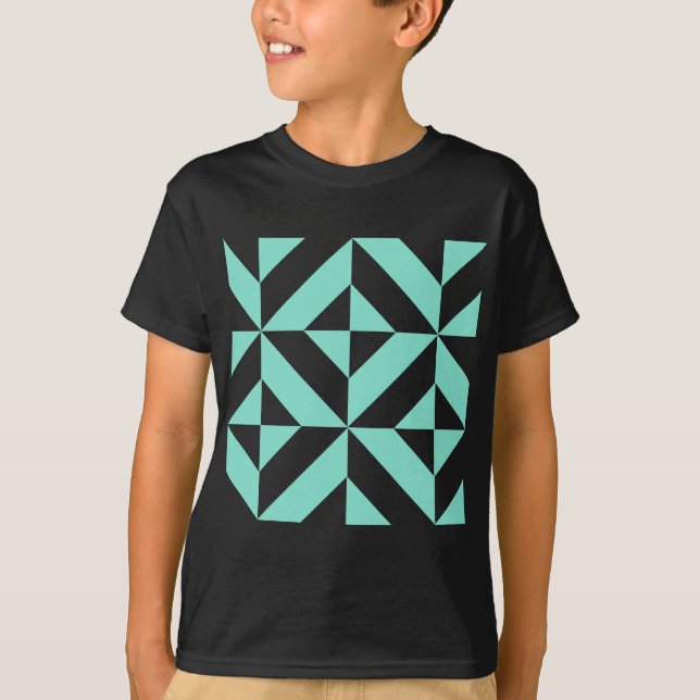 Green Geometric Deko Cube Muster T-Shirt (Vorderseite)