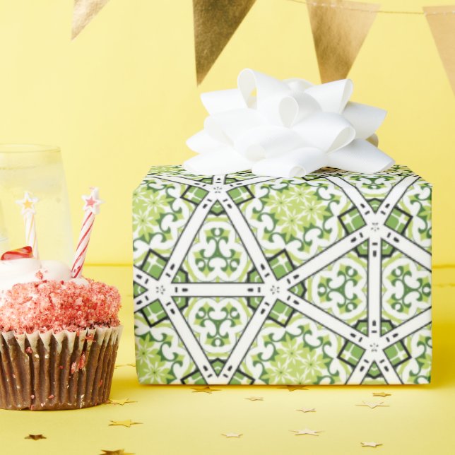 Green Geometric Geschenkpapier (Geburtstagsparty)