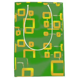 Green Geometric Gift Bag Mittlere Geschenktüte