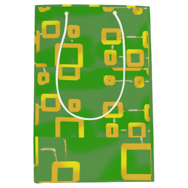 Green Geometric Gift Bag Mittlere Geschenktüte (Vorderseite)