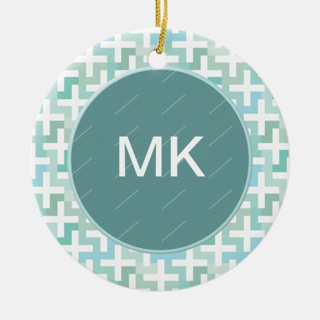 Green Geometric Keramik Ornament (Vorne)