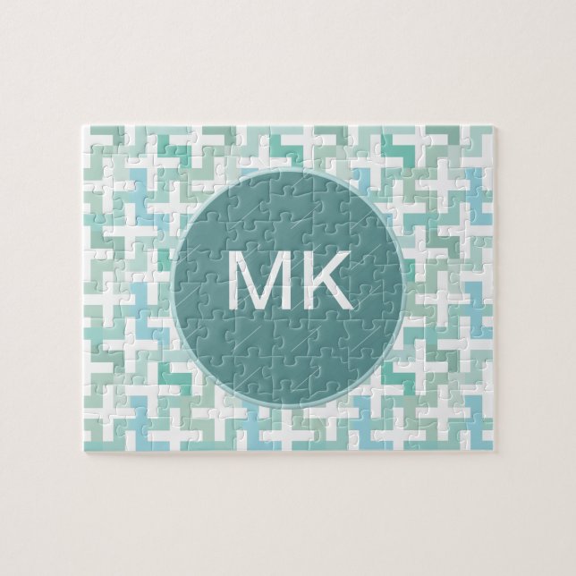 Green Geometric Puzzle (Horizontal)