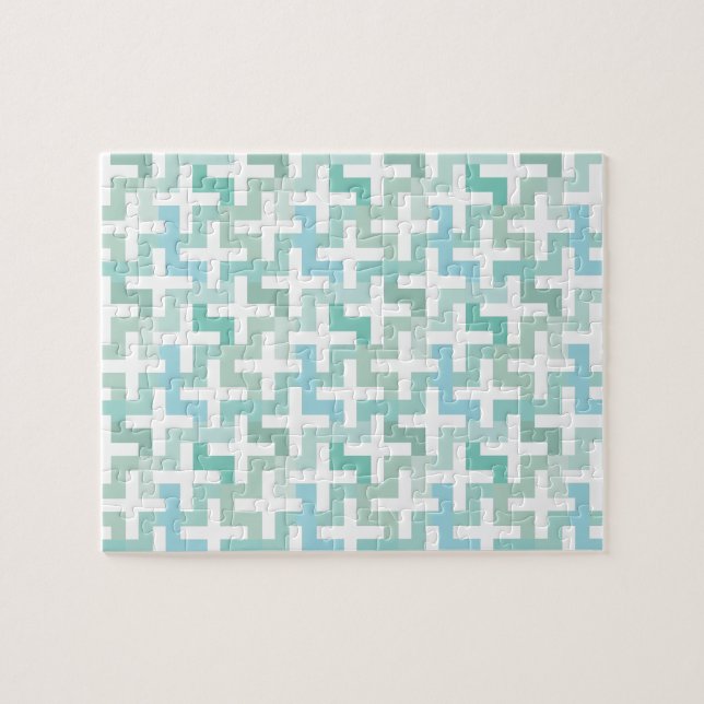 Green Geometric Puzzle (Horizontal)