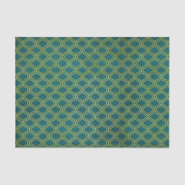 Green Geometric Retro Seidenpapier (Vorderseite)