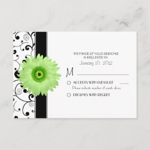 Green Gerbera Daisy mit Black Scroll Design UAWG RSVP Karte