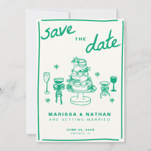 Green Gezeichnet zusammen Hochzeit mit Foto Save The Date