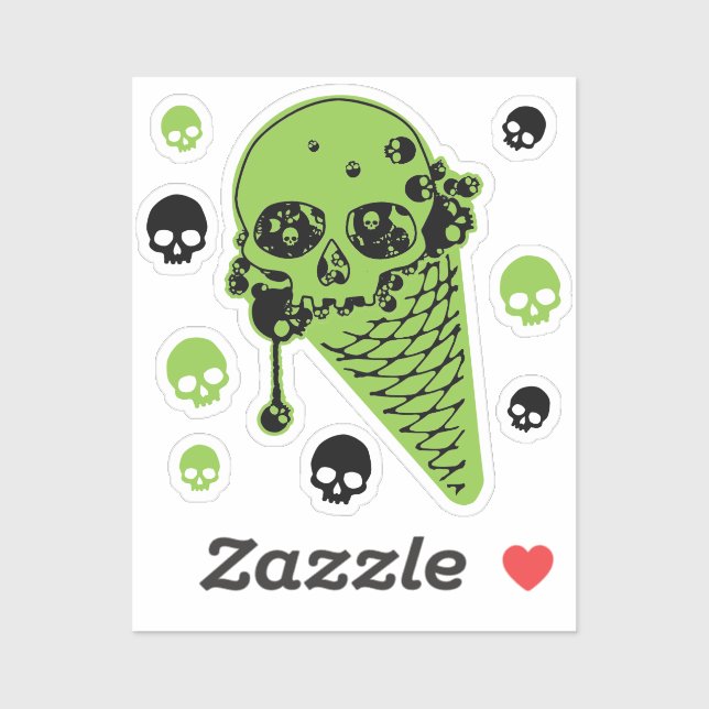 Green Giison Ice Creme Cone Aufkleber (Blatt)