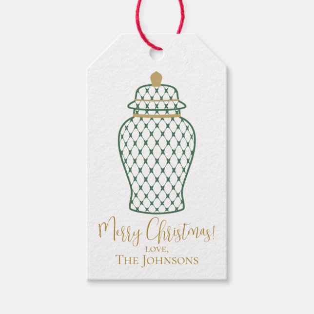 Green Ginger Jar, Chinoiserie Custom Christmas Geschenkanhänger (Vorderseite)