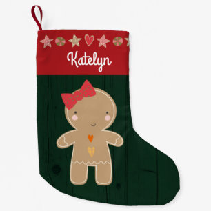 Green Gingerbread Girl Holiday Name Rustikal Niedl Kleiner Weihnachtsstrumpf