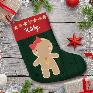Green Gingerbread Girl Holiday Name Rustikal Niedl Kleiner Weihnachtsstrumpf