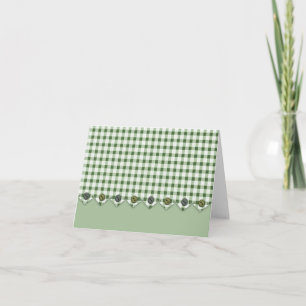 Green Gingham and Buttons Note Card Karte