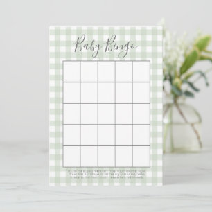 Green Gingham Baby Dusche Bingo Karten