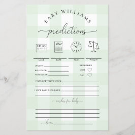 Green Gingham Baby Predictions Game