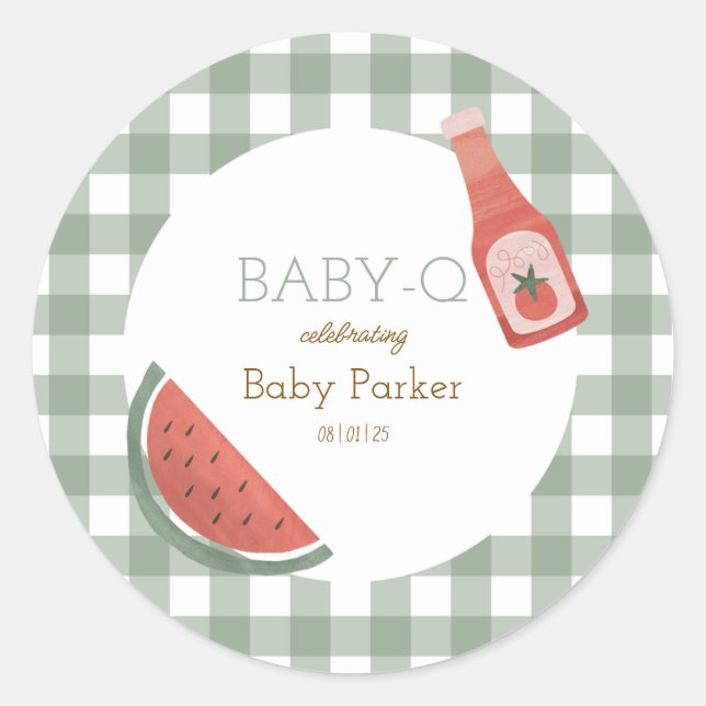 Green Gingham Baby-Q Circular Sticker (Vorderseite)