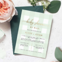 Green Gingham Baby Shower by Mail Foil Einladung