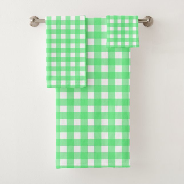 Green Gingham Badhandtuch Set (Insitu)